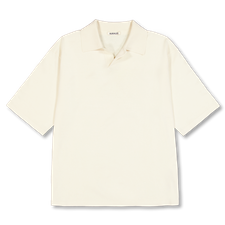 Auralee High Gauge Tussah Silk Knit SKipper Polo - Ivory