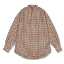 Auralee Airy Light Cotton Check Big Shirt - Brown Gingham Check