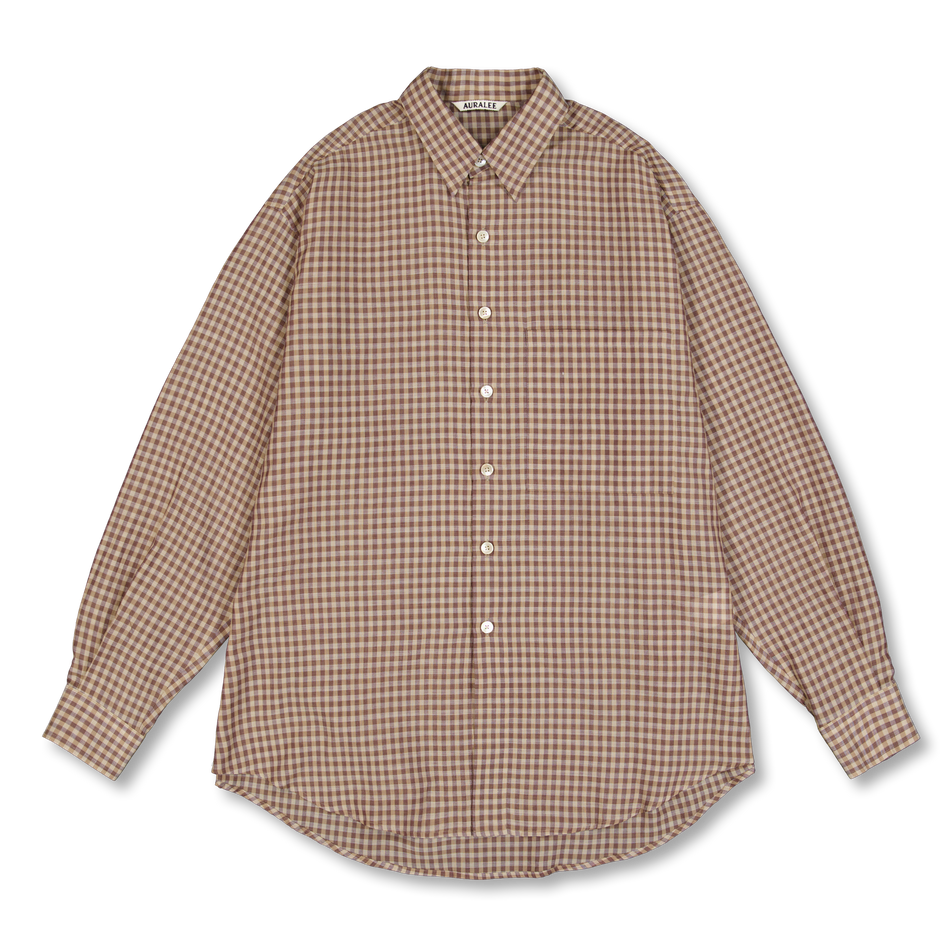 新品AIRY LIGHT COTTON CHECK BIG SHIRT 5 Auralee Airy Light Cotton Check Big Shirt Brown Gingham Check