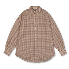 Auralee Airy Light Cotton Check Shirt - Brown Gingham Check