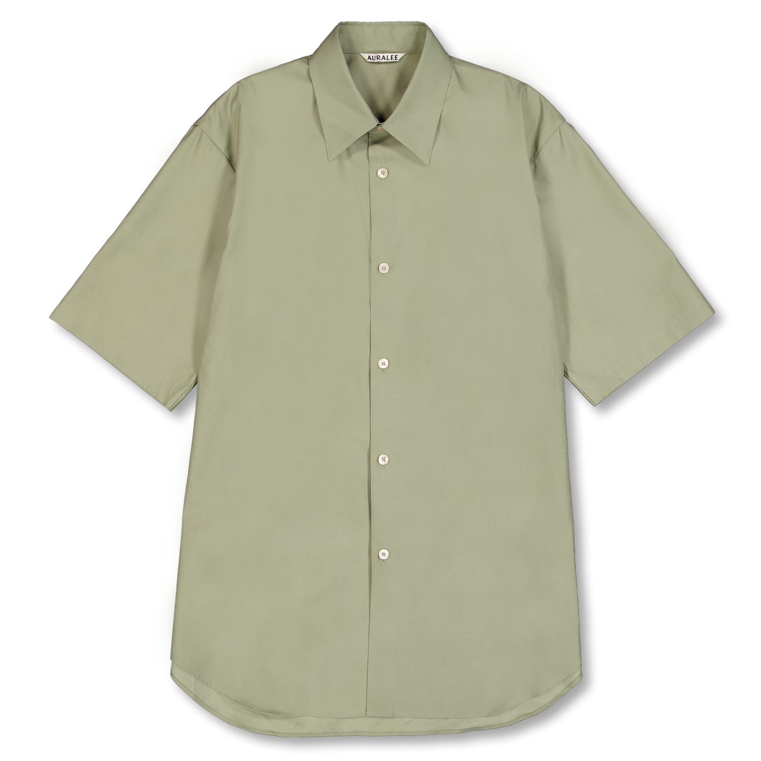 Auralee Washed Finx Twill Half Sleeved Shirt Olive | Nitty Gritty