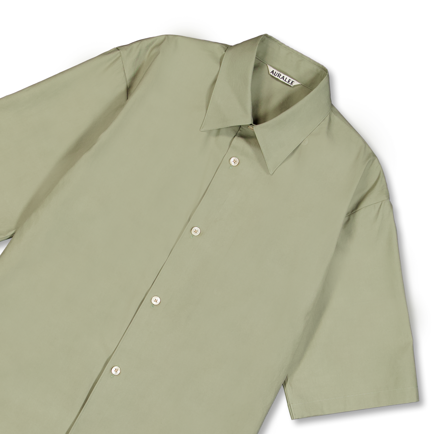 Auralee Washed Finx Twill Half Sleeved Shirt Olive | Nitty Gritty