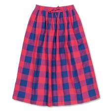 Toast                                              Gingham Check Linen Skirt - Raspberry/Blue
