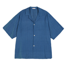 Niceness I.JOSHUA Open Collar Shirt - Indigo Check
