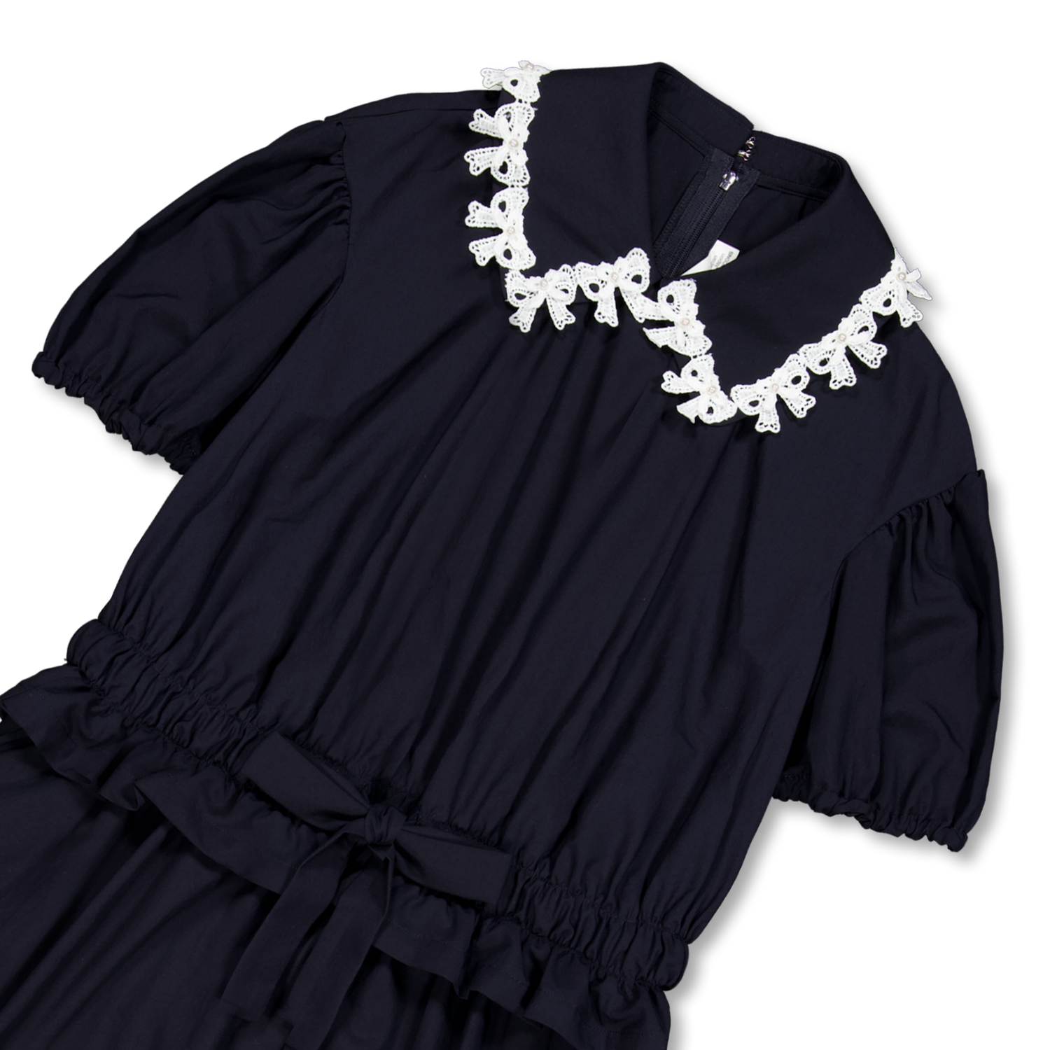 Comme des Garçons Girl Beaded Collar Short Sleeve Dress Navy