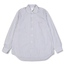 Comme des Garçons SHIRT Forever Wide Fit Cotton Shirt Round Collar - Blue Stripe