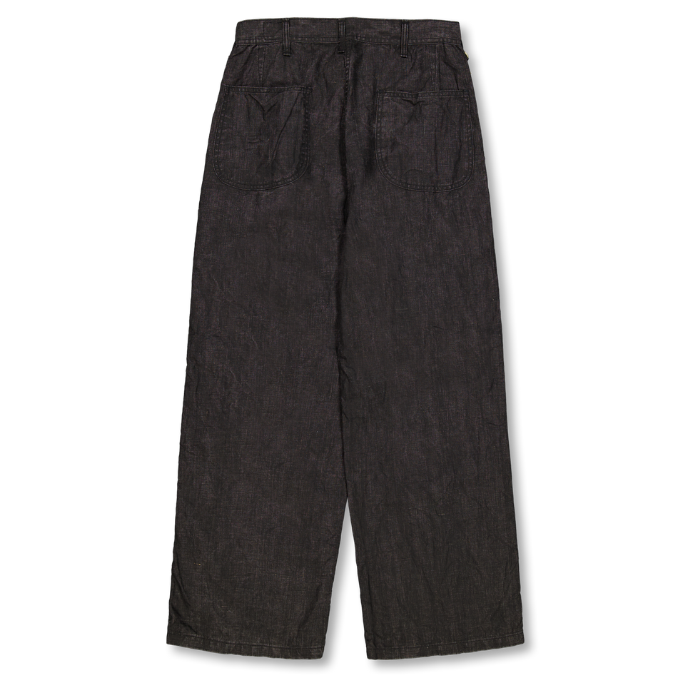 orSlow WWII 40's U.S Navy Sumi Coated Linen Utility Trous Black