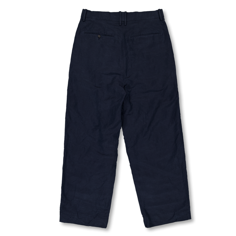 A.PRESSE Silk Linen Wide Trousers Navy | Nitty Gritty