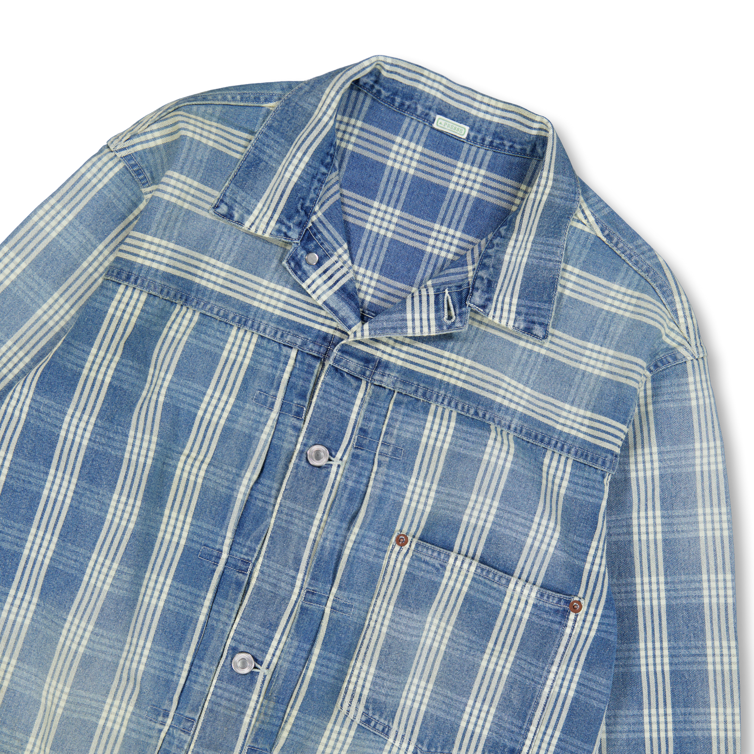 Indigo Palaka Denim Jacket | A.PRESSE | FETCHING