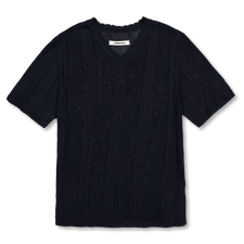 Cordera Ribbed Knit T-shirt - Navy