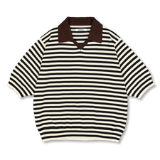 Cordera Organic Cotton V-Neck Polo - Off White Brown