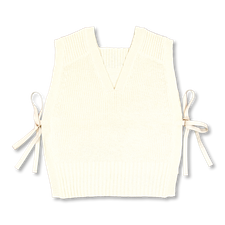 BEAMS BOY Side Ribbon Red Cross Vest - Ivory