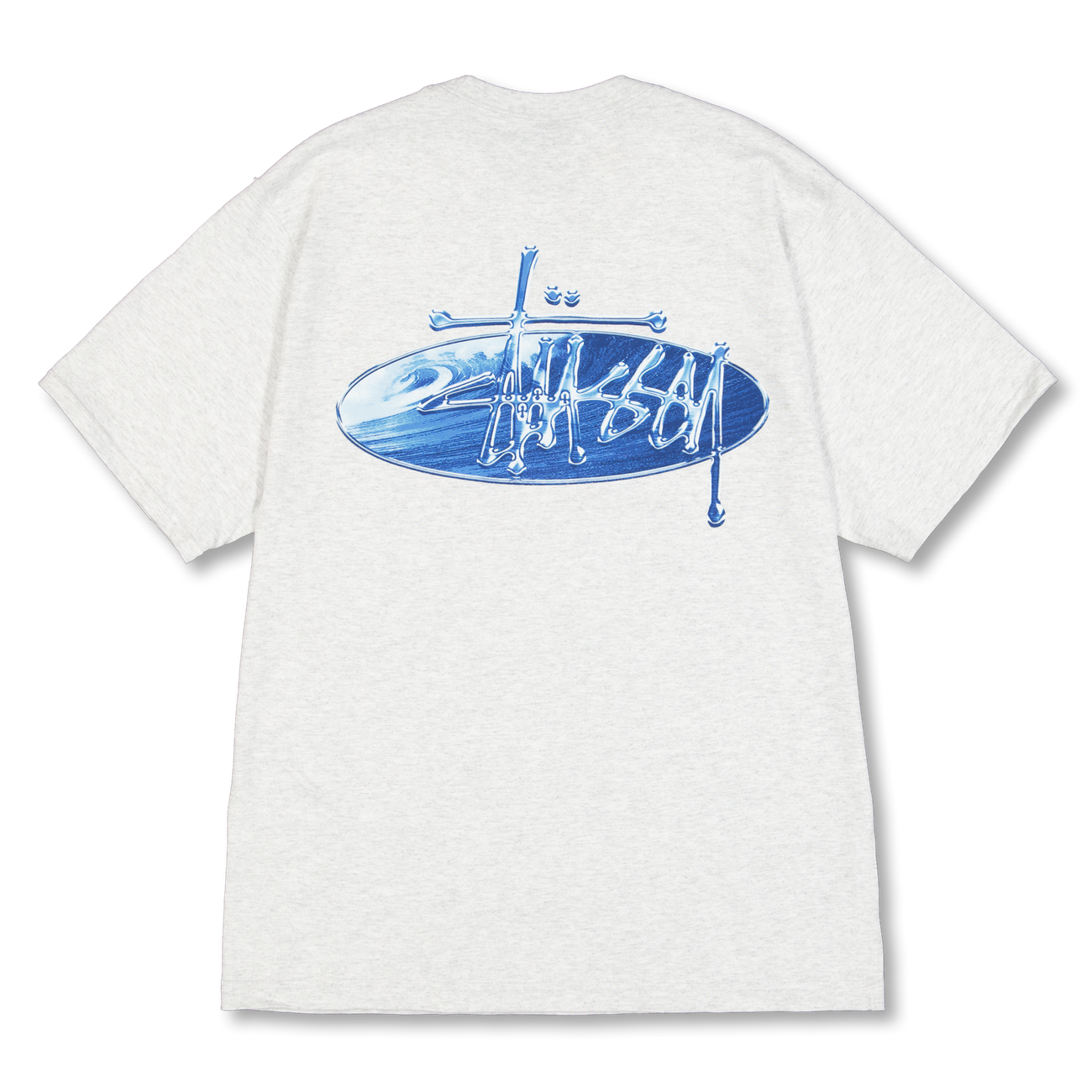 Stüssy Wave Oval Tee Ash Heather | Nitty Gritty