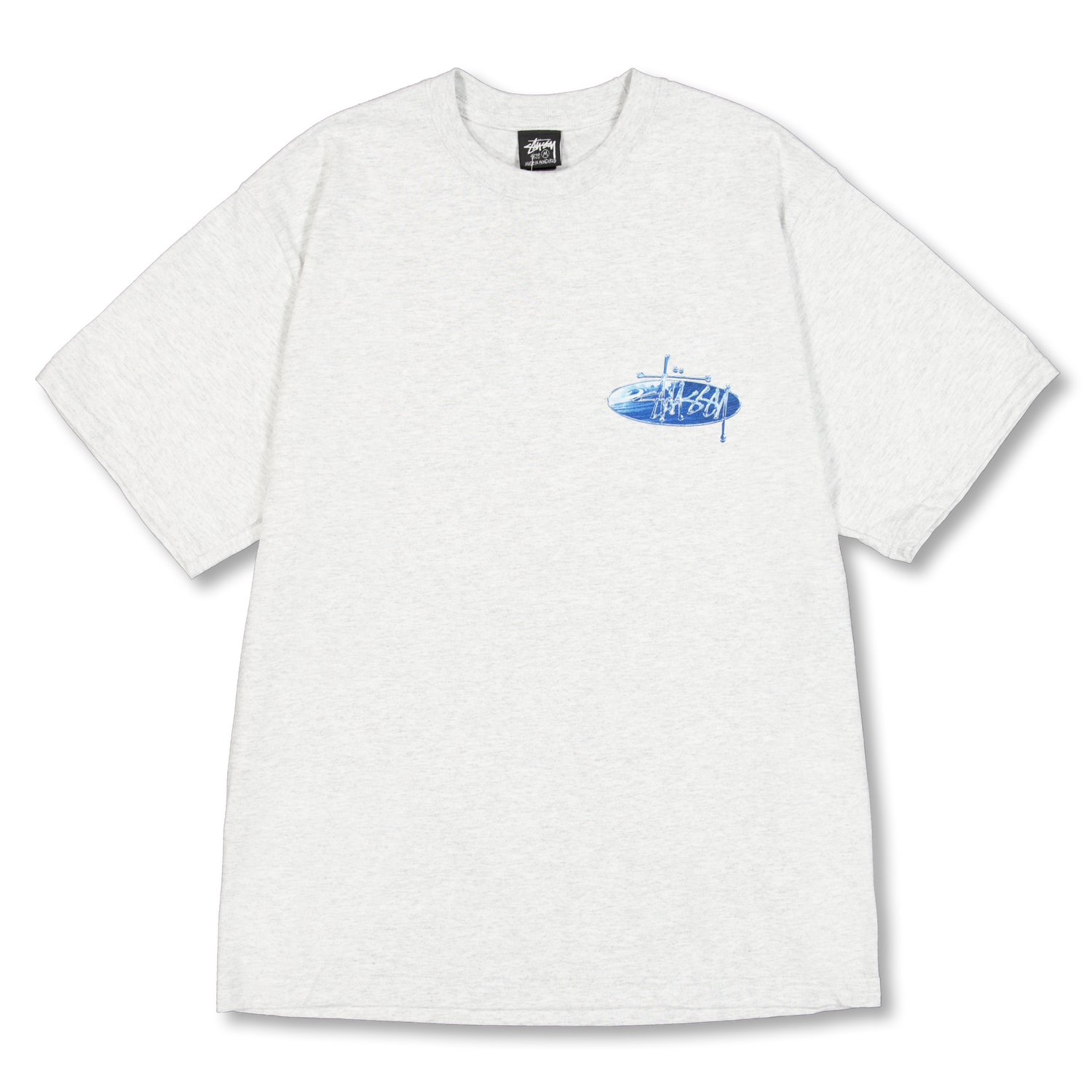 Stüssy Wave Oval Tee Ash Heather | Nitty Gritty