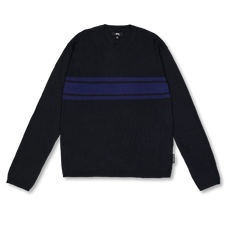 Stüssy Striped Long Sleeve Sweater - Black