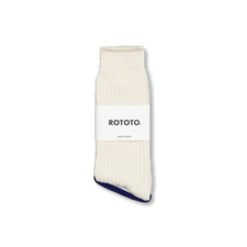 Rototo Cotton Waffle Crew Socks - Raw White