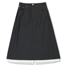 mfpen Rivet Vent Skirt - Dark Grey Dry Wool
