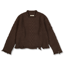 mfpen Womens Shatter Cable Knit - Chocolate Brown Wool