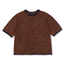 Toast                                              Stripe Cotton Linen Knitted Tee - Graphite Blue Copper