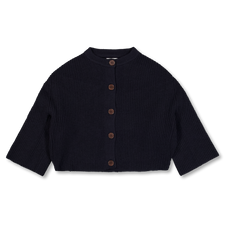 Toast                                              Ribbed Wool Rounded Cardigan - Dark Navy