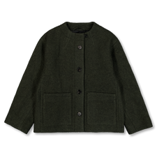 Toast                                              Boiled Wool Short Coat - Dark Olive