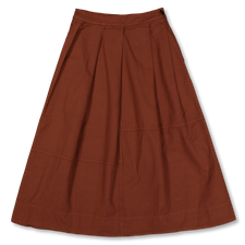 Toast                                              Slanted Pleat Cotton Skirt - Brick