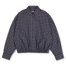 Cordera Checked Bomber Shirt - Navy Orange