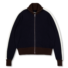Cordera Merino Wool Sporty Cardigan - Navy Brown