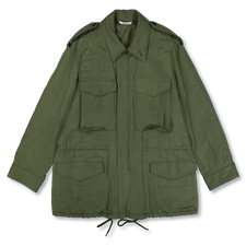 Auralee Brushed Silk Linen Satin Padded Military Blouson - Olive