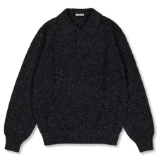 Auralee Cashmere Nep Knit Polo - Mix Black