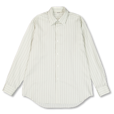 Auralee Cotton Silk Stripe Shirt - Light Gray Stripe