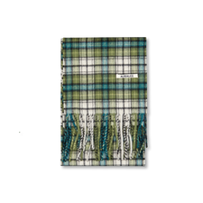 Auralee Cashmere Check Long Stole - Moss Green Check