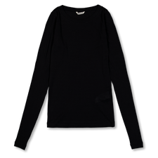 Auralee Super High Gauge Sheer RIb Wide Neck L/S Tee - Black