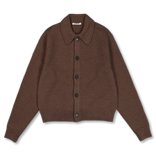 Auralee Super Fine Wool Knit Shirt Cardigan - Top Brown