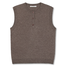 Studio Nicholson Aurel Crew Neck Half Placket Vest - Mouse