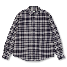 A.PRESSE Vintage Cotton Silk Nep Twill Check Shirt - Navy