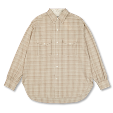 Nanamica Regular Collar Wool Plaid Shirt - Beige