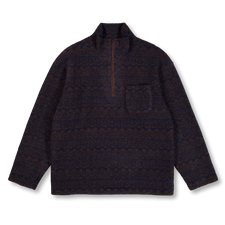 Engineered Garments  Zip Mock Neck - Brown/Navy
