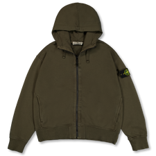 Stone Island Cotton Fleece Zip-Up Hooded Sweatshirt 6100009 - Coal Grey