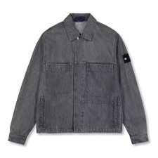 Stone Island Black Denim-Light Grey Wash Coach Jacket 4100006 - Grey Light Wash