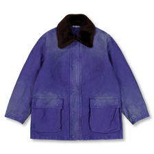 Auralee Garment-Dyed Organic Cotton Heavy Moleskin Blouson - Faded Navy