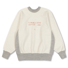 orSlow Heavyweight Cross Grain Side Rib Two Tone Sweat - Ecru with Print